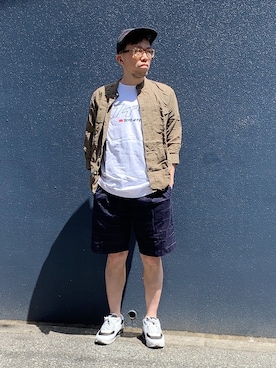 「OCTAVE OCTAVE（オクターブオクターブ）のアイテム（帽子）」を使った、ジョーゴ タケシさん（メンズ・168cm）の夏コーディネート