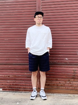「OCTAVE OCTAVE（オクターブオクターブ）のアイテム（帽子）」を使った、ジョーゴ タケシさん（メンズ・168cm）の夏コーディネート