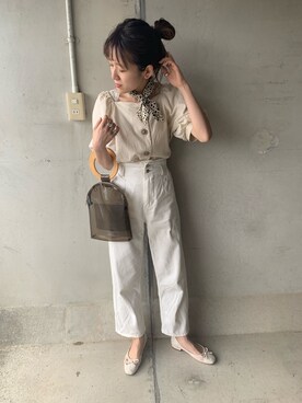 「one after another NICE CLAUP（ワンアフターアナザーナイスクラップ）のレース＆レオパードバレエシューズ（バレエシューズ）」を使った、てらやんさん（レディース・155cm）の春コーディネート