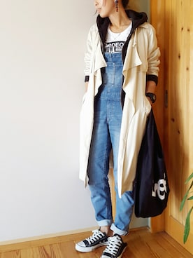 「BAYFLOW（ベイフロー）のアイテム（オールインワン・サロペット）」を使った、ぷっちょ☆さん（レディース・156cm）の春コーディネート