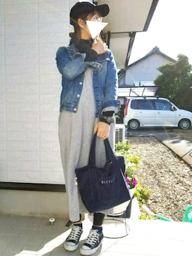 「コーデュロイキャップ」｜「アイテム（アナログ腕時計）」を使った、ぷっちょ☆さん（レディース・156cm）の冬コーディネート