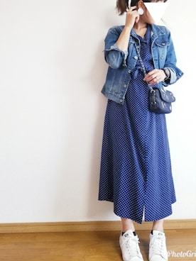 「ドットワンピ」｜「アイテム（アナログ腕時計）」を使った、ぷっちょ☆さん（レディース・156cm）の春コーディネート