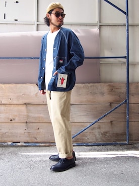 「ロールアップ」｜「アイテム（ノーカラージャケット）」を使った、Keisuke Oshiroさん（メンズ・180cm）の夏コーディネート