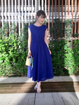 「URBAN RESEARCH ROSSO WOMEN（アーバンリサーチ　ロッソ）のウエスト切替ギャザーロングワンピース（ワンピース、ブラック系）」を使った、miuさん（レディース・159cm）の春コーディネート