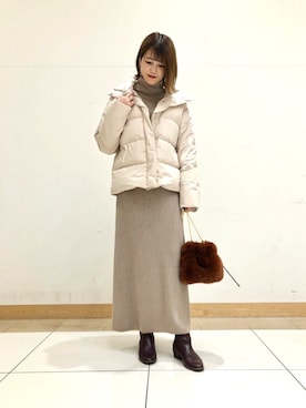 「URBAN RESEARCH ROSSO」｜「アイテム（ダウンジャケット/コート）」を使った、miuさん（レディース・159cm）の冬コーディネート