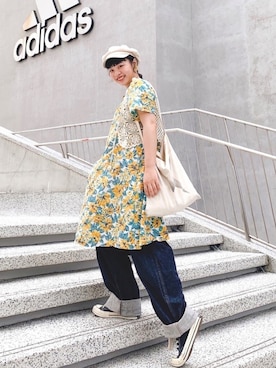 「古着女子」｜「アイテム（チュニック）」を使った、21貳咿@hsuan. jpgさん（レディース・160cm）の夏コーディネート