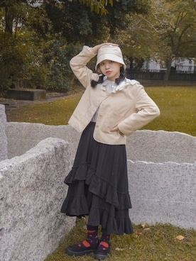 「日常」｜「アイテム（帽子）」を使った、21貳咿@hsuan. jpgさん（レディース・160cm）の秋コーディネート