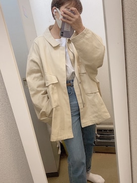 「ISOOK（アイスー）のアイテム（ジャケット/アウター）」を使った、つきさん（レディース・153cm）の春コーディネート