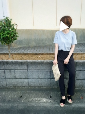 「グレーTシャツ」｜「アイテム（つなぎ/オールインワン）」を使った、Fukuco✯さん（レディース・164cm）の夏コーディネート