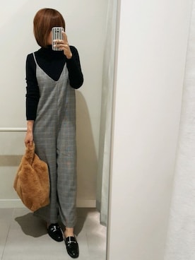 「バブーシュ」｜「アイテム（サロペット/オーバーオール）」を使った、Fukuco✯さん（レディース・164cm）の秋コーディネート