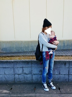 「NANO universe（ナノユニバース）のアイテム（ハンチング/ベレー帽）」を使った、Fukuco✯さん（レディース・164cm）の秋コーディネート