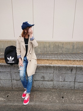「Right-on（ライトオン）のアイテム（トレンチコート）」を使った、Fukuco✯さん（レディース・164cm）の春コーディネート