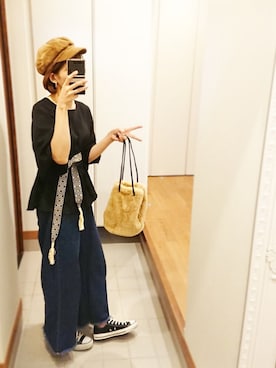 「ぺプラムトップス」｜「アイテム（キャスケット）」を使った、Fukuco✯さん（レディース・164cm）の秋コーディネート
