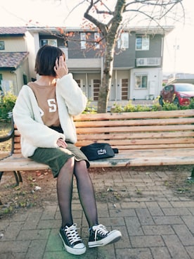 「SpRay（スプレイ）のアイテム（ブルゾン）」を使った、Fukuco✯さん（レディース・164cm）の冬コーディネート
