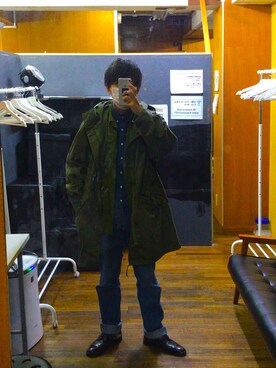 「アイテム（ミリタリージャケット）」を使った、冬銀さん（メンズ・170cm）の冬コーディネート