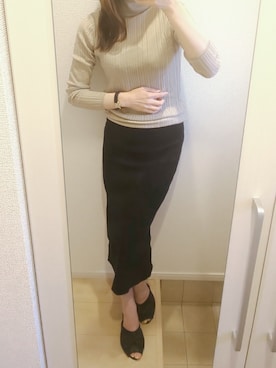 「JAMES PERSE（ジェームスパース）のアイテム（スカート、ブラック系）」を使った、ナオさん（レディース・155cm）の春コーディネート