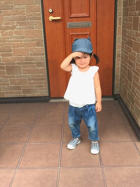 「NATURAL WORLD（ナチュラルワールド）のアイテム」を使った、minichieさん（キッズ・80cm）の秋コーディネート