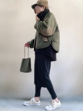 「MEDE19F（メデジュウキュウ）のアイテム（バッグ）」を使った、ange⭐︎さん（レディース・165cm）の冬コーディネート