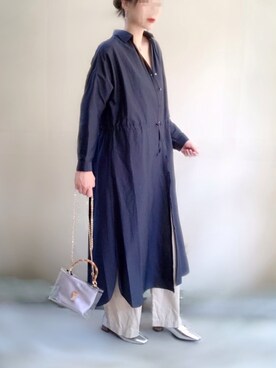 「UNIQLO（ユニクロ）のベルテッドリネンコットンワイドストレートパンツ(丈標準66～68cm）（その他パンツ）」を使った、ange⭐︎さん（レディース・165cm）の春コーディネート