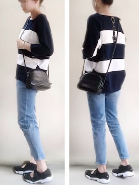 「ZOZO（ゾゾ）のスリムテーパードデニムパンツ［WOMEN］（デニムパンツ）」を使った、ange⭐︎さん（レディース・165cm）の春コーディネート