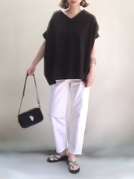 「U.S. POLO ASSN.（ユーエスポロアッスン）の【U.S. POLO ASSN.】 ユーエスポロアッスン クロスボディ ショルダーバッグSM（ショルダーバッグ）」を使った、ange⭐︎さん（レディース・165cm）の夏コーディネート