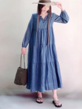 「MEDE19F（メデジュウキュウ）のアイテム（バッグ）」を使った、ange⭐︎さん（レディース・165cm）の夏コーディネート