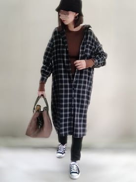 「H&M（エイチ・アンド・エム）のアイテム（ハット）」を使った、ange⭐︎さん（レディース・165cm）の秋コーディネート