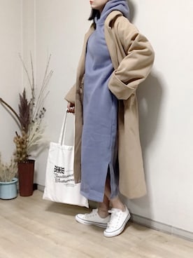 「ap retro（アプレトロ）のアイテム（チェスターコート）」を使った、ange⭐︎さん（レディース・165cm）の冬コーディネート