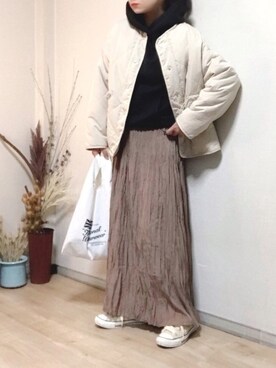 「ドッキングワンピ」｜「アイテム（ブルゾン）」を使った、ange⭐︎さん（レディース・165cm）の冬コーディネート