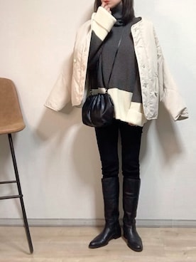 「ゆるニット」｜「アイテム（ブルゾン）」を使った、ange⭐︎さん（レディース・165cm）の冬コーディネート