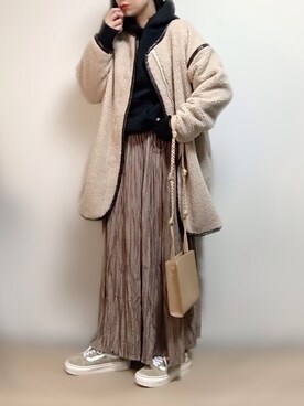 「ドッキングワンピ」｜「アイテム（ノーカラージャケット）」を使った、ange⭐︎さん（レディース・165cm）の冬コーディネート