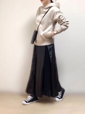 「URBAN RESEARCH Sonny Label（アーバンリサーチサニーレーベル）のポンチルーズパーカー2（Tシャツ/カットソー）」を使った、ange⭐︎さん（レディース・165cm）の冬コーディネート