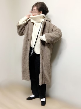 「ap retro（アプレトロ）のストレートデニムパンツ【ZOZO限定アイテム】（デニムパンツ）」を使った、ange⭐︎さん（レディース・165cm）の冬コーディネート