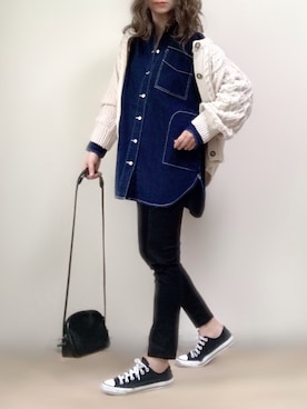 カーディガン ボレロを使った デニムシャツ のレディース人気ファッションコーディネート Wear