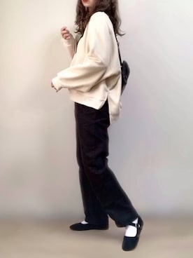 「ap retro（アプレトロ）のストレートデニムパンツ【ZOZO限定アイテム】（デニムパンツ）」を使った、ange⭐︎さん（レディース・165cm）の冬コーディネート