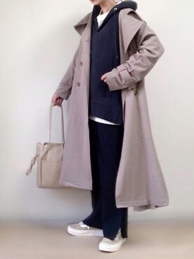 「ap retro（アプレトロ）のアイテム（トレンチコート）」を使った、ange⭐︎さん（レディース・165cm）の冬コーディネート