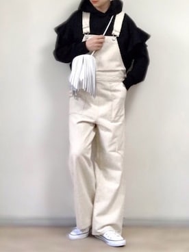 「ラフスタイル」｜「アイテム（オールインワン・サロペット）」を使った、ange⭐︎さん（レディース・165cm）の冬コーディネート