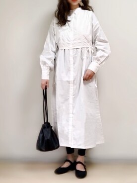 「ap retro（アプレトロ）のアイテム（シャツワンピース）」を使った、ange⭐︎さん（レディース・165cm）の冬コーディネート