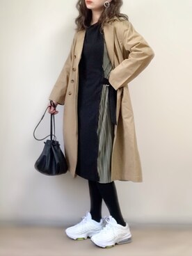 「ワンピース×スニーカー」｜「アイテム（トレンチコート）」を使った、ange⭐︎さん（レディース・165cm）の冬コーディネート