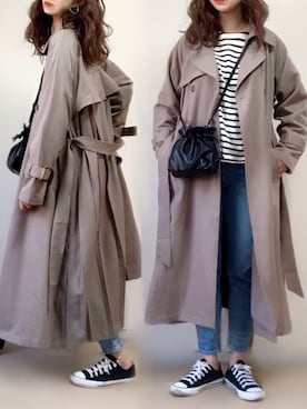 「ap retro（アプレトロ）のアイテム（トレンチコート）」を使った、ange⭐︎さん（レディース・165cm）の春コーディネート