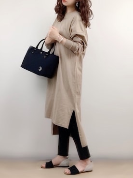 「UNIQLO（ユニクロ）のWOMEN ウルトラストレッチジーンズ（デニムパンツ）」を使った、ange⭐︎さん（レディース・165cm）の春コーディネート