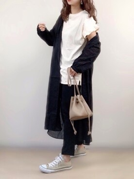 「袖フリル」｜「アイテム（ワンピース/ドレス）」を使った、ange⭐︎さん（レディース・165cm）の春コーディネート