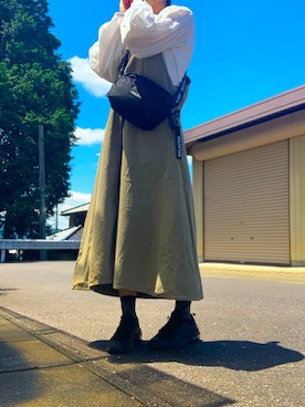 「ナイキスニーカー」｜「アイテム（オールインワン・サロペット）」を使った、mackeyさん（レディース・158cm）の春コーディネート