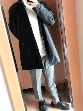 「アイテム（ステンカラーコート）」を使った、りょうさん（メンズ・174cm・10代）の冬コーディネート