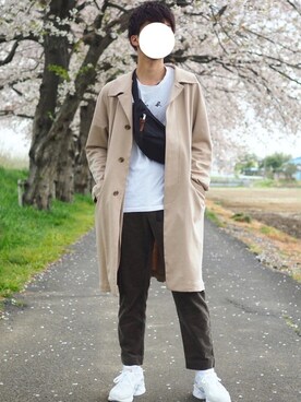 「平成最後のWEARISTAセンバツ」｜「アイテム（ステンカラーコート）」を使った、りょうさん（メンズ・174cm）の春コーディネート