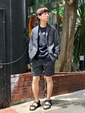 「SUB POP（サブポップ）のアイテム（トップス）」を使った、東 将平さん（メンズ・163cm）の夏コーディネート