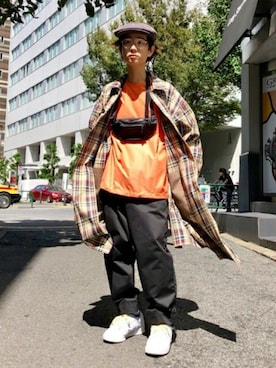 「BEAMS（ビームス）のアイテム（ステンカラーコート）」を使った、東 将平さん（メンズ・163cm）の秋コーディネート