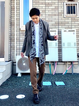 「semoh（セモー）のアイテム（トップス）」を使った、mino さん（メンズ・168cm）の冬コーディネート