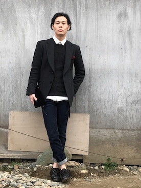 「Honor gathering（オナーギャザリング）のアイテム」を使った、mino さん（メンズ・168cm）の冬コーディネート