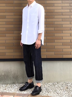 「Scye（サイ）のアイテム（デニムパンツ）」を使った、mino さん（メンズ・168cm）の秋コーディネート